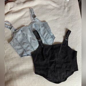 Wild Fable Denim and Black Corset Tops